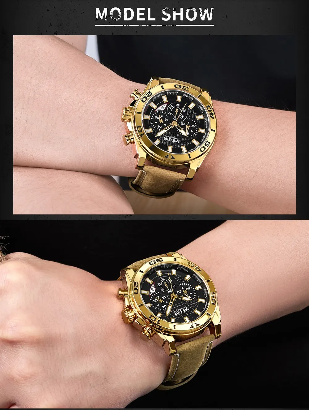 

MEGIR 2094 Men Watch/ Quartz Sport Simple Wristwatch J3606 Drop shipping