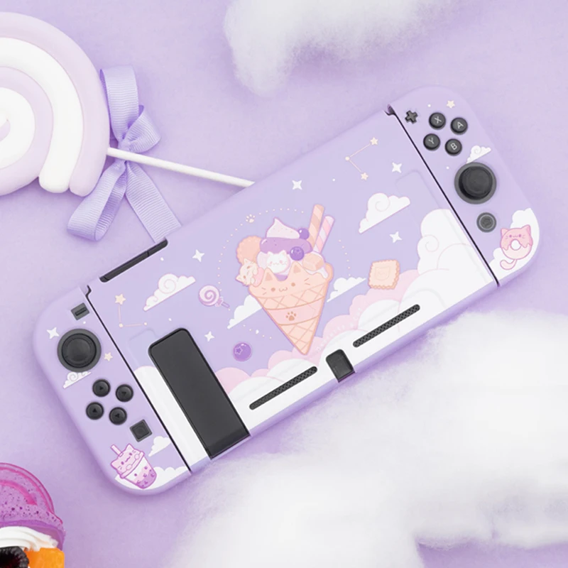 

Ice cream Cat Protective Shell Split Housing TPU Soft Cover Shell NS Game Console Case Box For Nintendo Switch Accessories