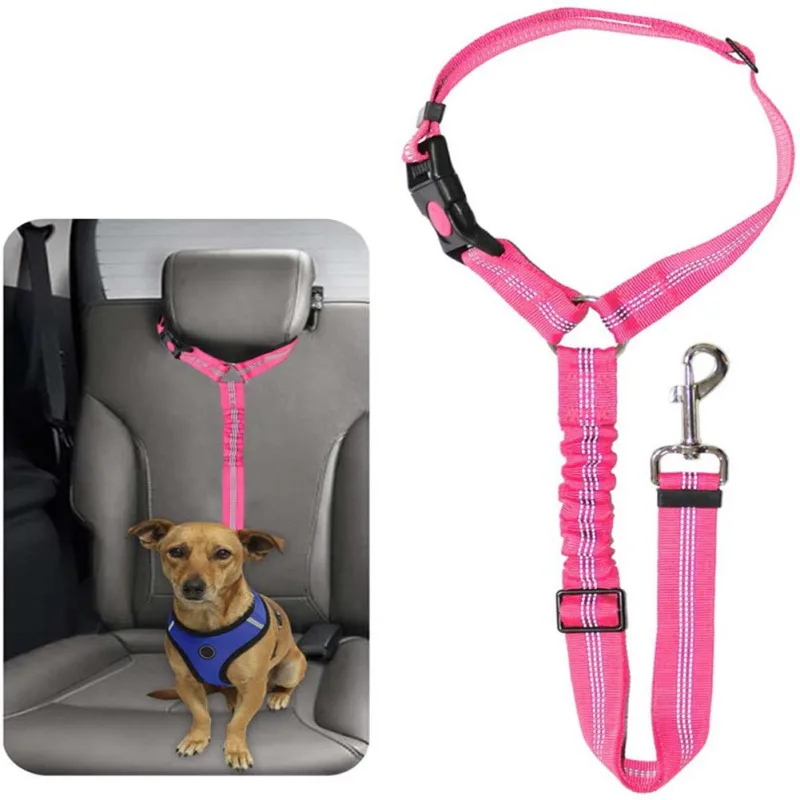 

Dog Adjustable Harness Leash Car Seat Belt Universal Cat Puppy Seat-belt Travel Clip Strap Leads Pet Safety Harness Products