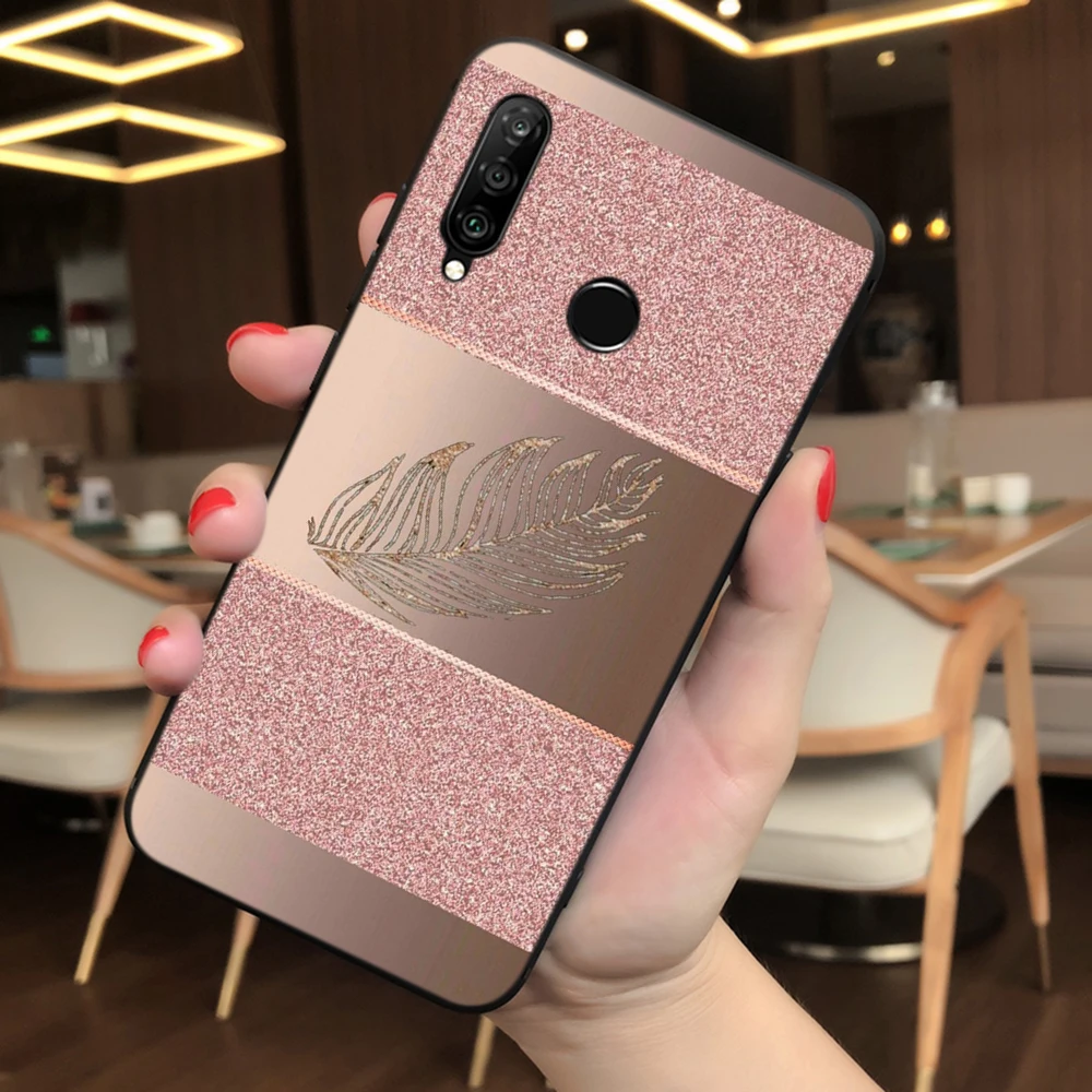 Мягкий чехол для Huawei Nova 6 7 SE Pro V30 30 P40 Max из ТПУ с золотыми розовыми блестками |