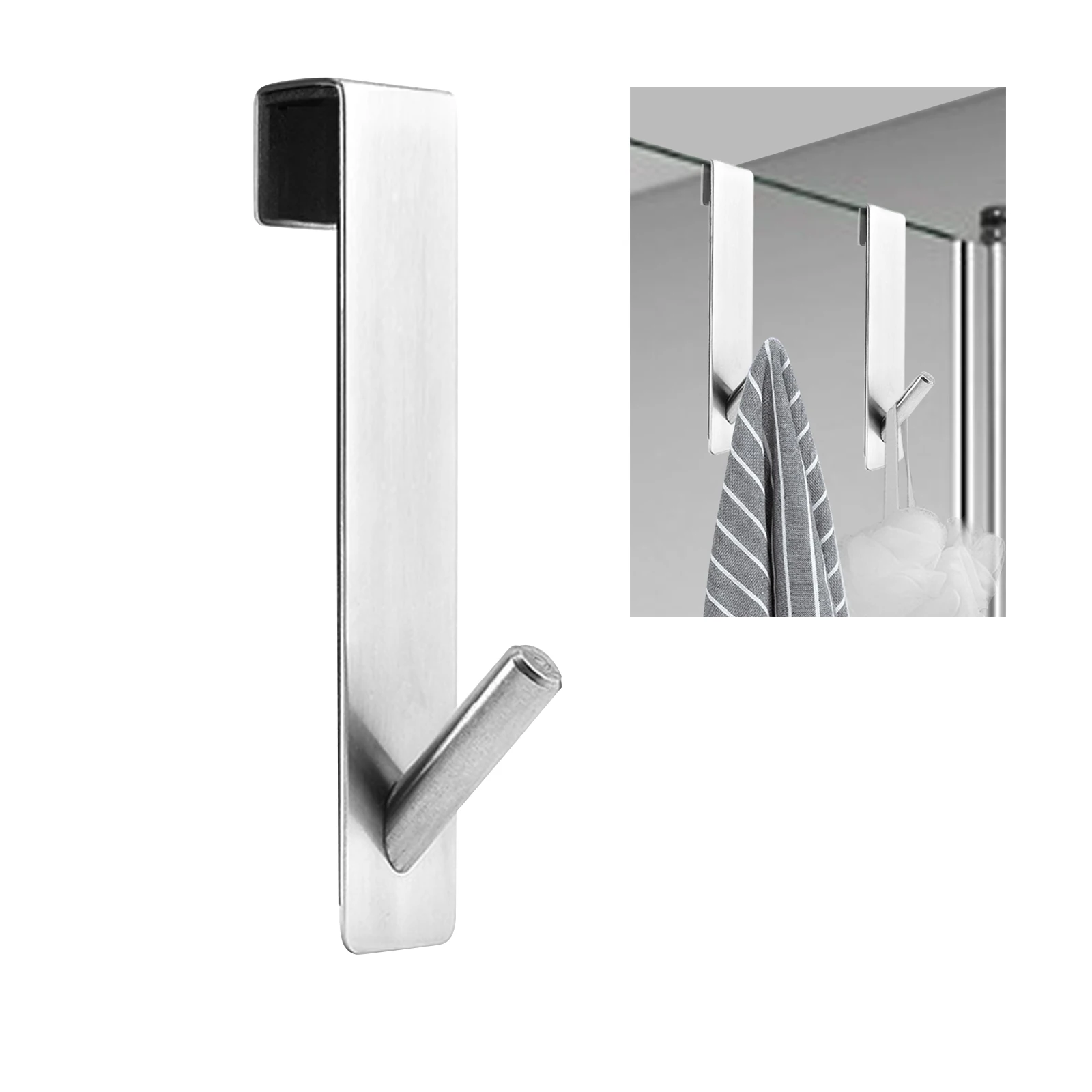 

Extended Hooks Glass Shower Door Stainless Steel Towel Hooks Over Frameless Glass Wall Punch-Free Hanging Towels Door Hanger