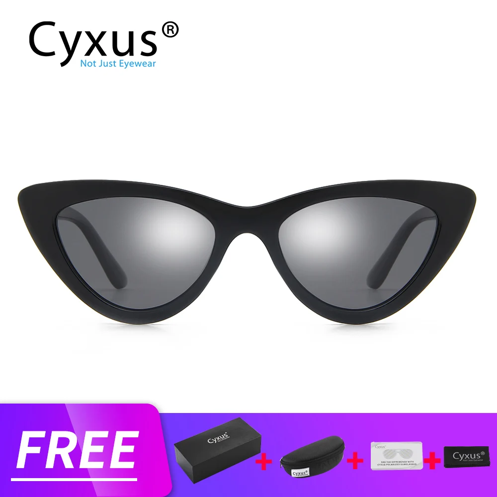 Cyxus Ретро Винтажные кошачьи солнцезащитные очки для женщин очки пластиковая оправа поляризованные очки-1950