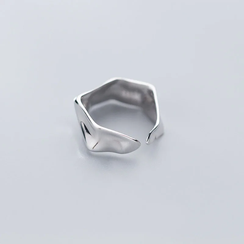 

Ginin Fashion Wide Irregular Bumpy Pure 925 Sterling Silver Ring for Women Korean Fashion Glossy Finger Ornament Female Jewelry