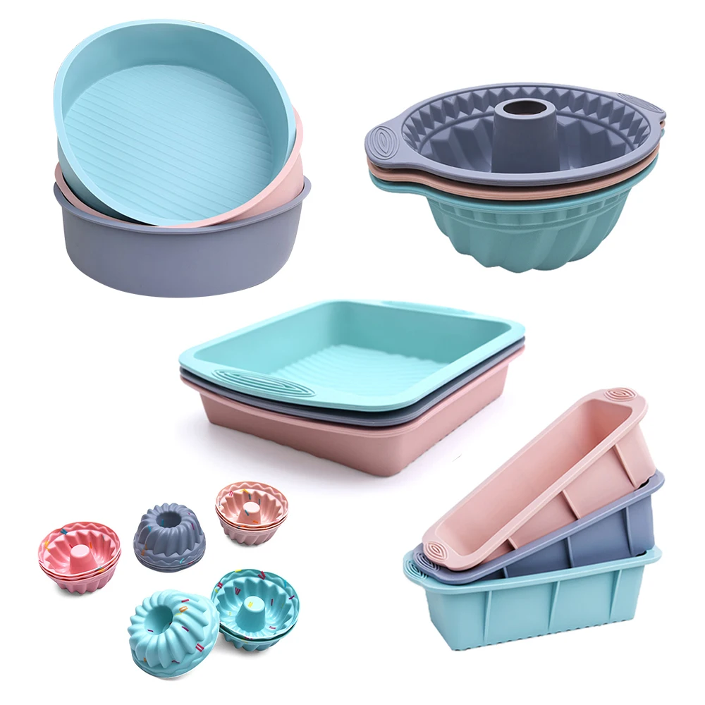 

Non Stick Silicone Cake Mold Bakeware Pan Mould Round Square Gear Cup Shape Bread Toast Muffin Mousse Kitchen DIY Baking Tool