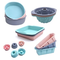 non stick silicone cake mold bakeware pan mould round square gear cup shape bread toast muffin mousse kitchen diy baking tool