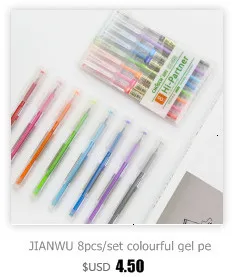 JIANWU 7 шт./компл. красочные прямо из жидкого геля ручка художественного шрифт Творческий Средний ручка Бизнес школьные канцелярские принадлежности
