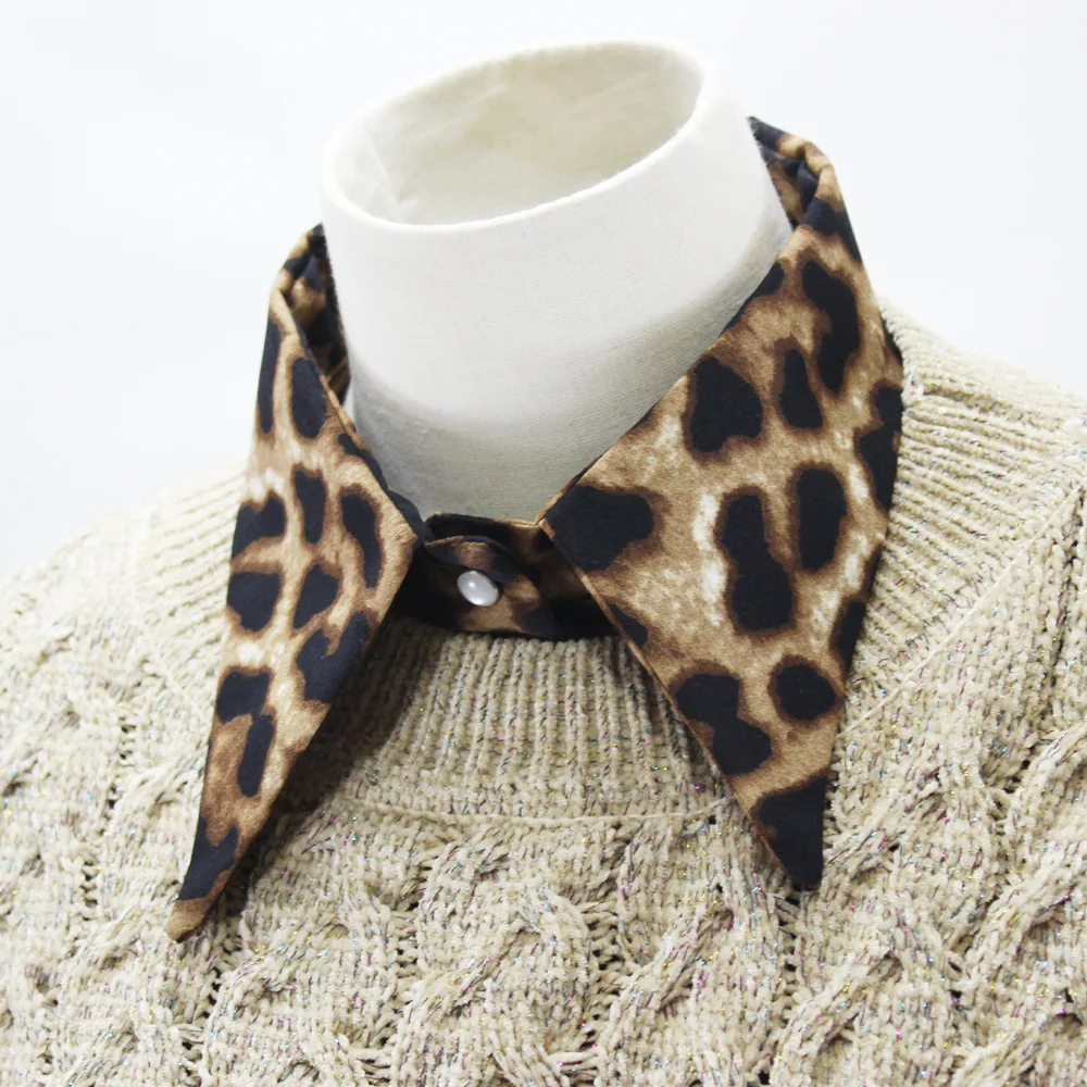 

Female Leopard Lapel Fake Collar for Women Shirt Detachable Collar False Collar Ladies Removable Sweater Half Shirt Faux Col