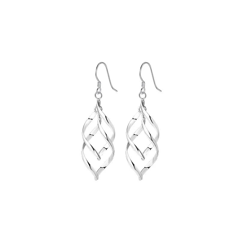 

Europe And America Cold Wind Twist Pattern Drop Earrings Women's 925 Sterling Silver Individual Earring Women's Earring