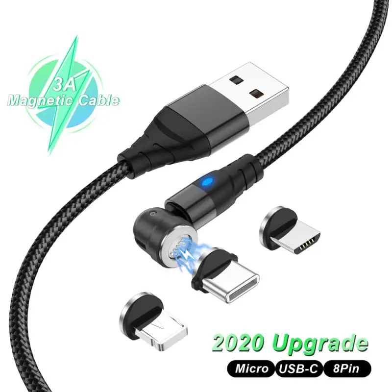 

540 Magnetic Cable Micro 2in1 USB Type C Cable 3A Fast Charging Phone Magnet Charger Cord For IPhone 11 Pro Samsung Xiaomi