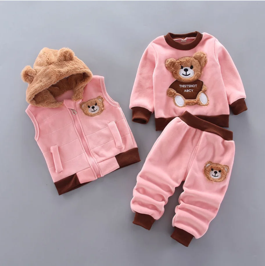 

BibiCola new autumn winter boys girls clothes sets children plus velvet suits casual warm thick outfits tracksuit clothing