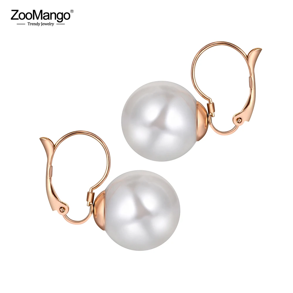 Зуманго модные титановые стальные серьги с жемчугом для женщин классического розового золотого цвета для вечеринок и свадебных украшений зе20051 он.