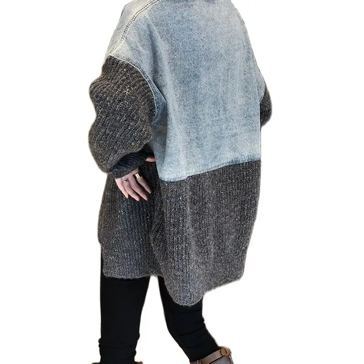 Женская куртка на весну и осень Молодежный джинсовый уличный вязаный кардиган в