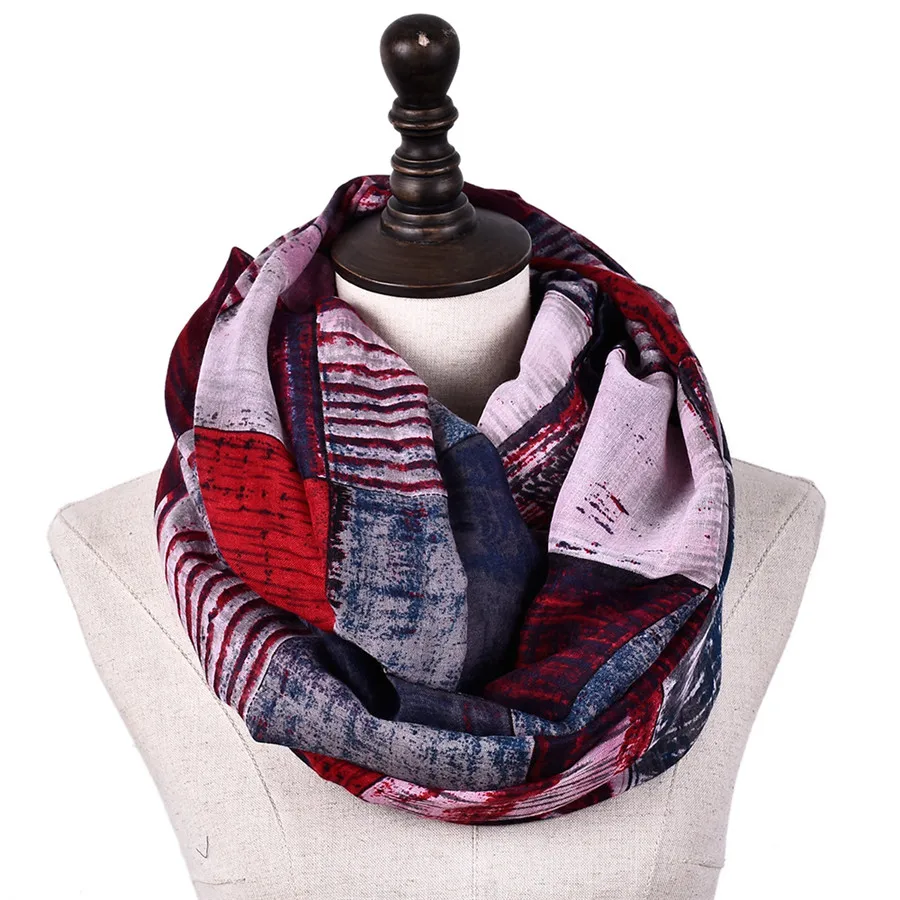 

Plaid Infinity Snood Women Long Scarves Ring For Spring Warm Fashion Neck Shawls Ladies Accessories