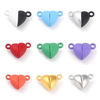 50 sets heart alloy magnectic clasps end connectors magnet charms for leather cord couple bracelet necklace diy jewelry making