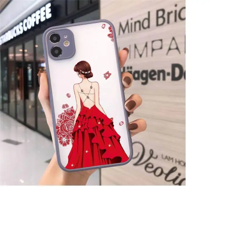 

Dress wedding girl Phone Case matte transparent For iphone 7 8 11 12 plus mini x xs xr pro max cover