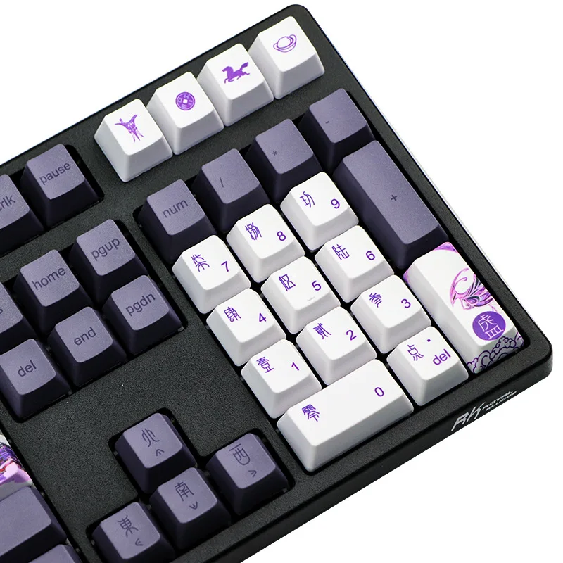 

112 Keys Purple Keycap Datang PBT Sublimation Keycaps OEM Profile Mechanical Keyboard Key Caps Gaming Button Cap For GK61