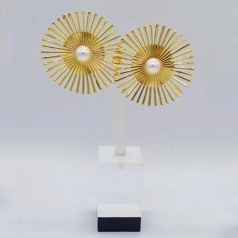 

Модные серьги золотого цвета с прозрачным кристаллом и цирконием для женщин, ювелирные изделия, металлические серьги