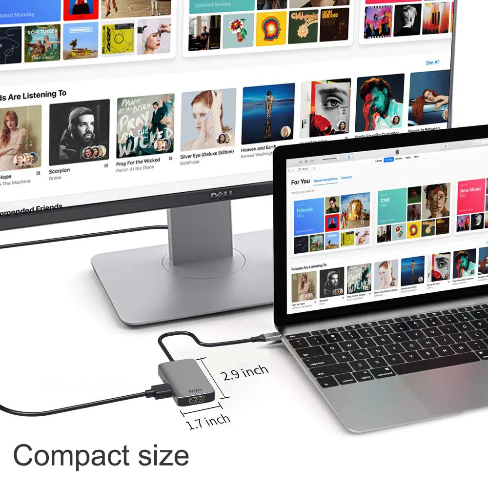 Usb концентратор WIWU 5 в 1 мульти порты VGA HDMI адаптер для MacBook Pro Type C 3 мм аудио USB