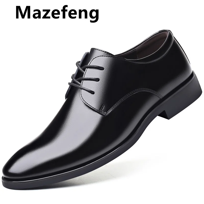 

2021 Man Cow Leather Shoes Rubber Sole Size 47 Man Office Business Dress Leather Flats Man Split Leather Wedding Shoes Mazefeng