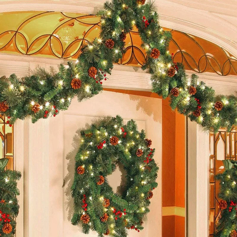 

6FT(1.8M) Christmas Garland Decoration,Realistic Garlands Decor with Pine Cone,for Xmas Tree Fireplaces Stairs Doors
