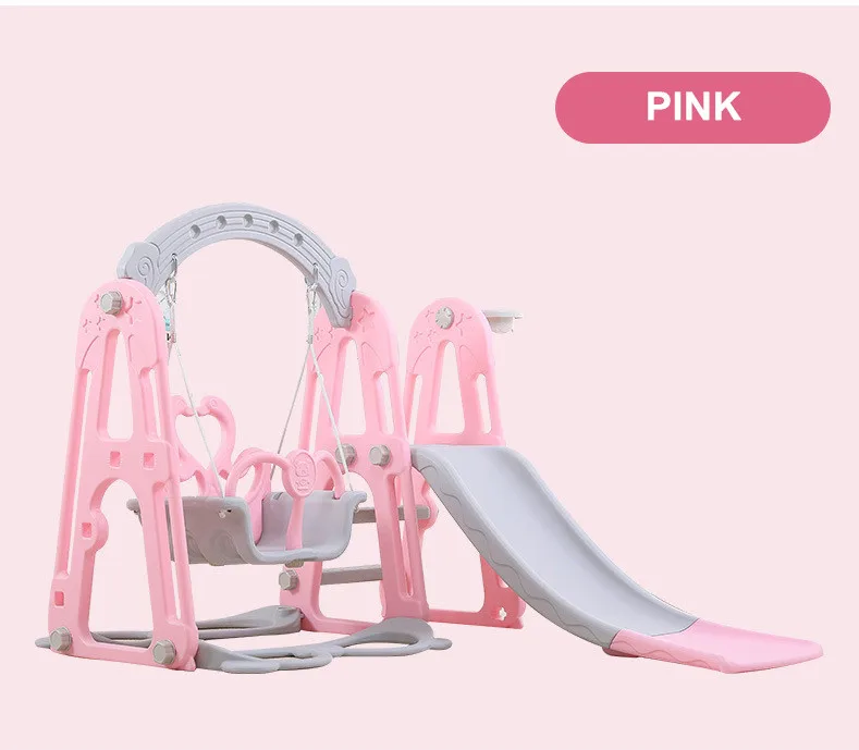 pink Детская горка и качели комбинация детская крытая площадка детский сад уличная пластиковая многофункциональная горка качели игрушки - Цвет: pink