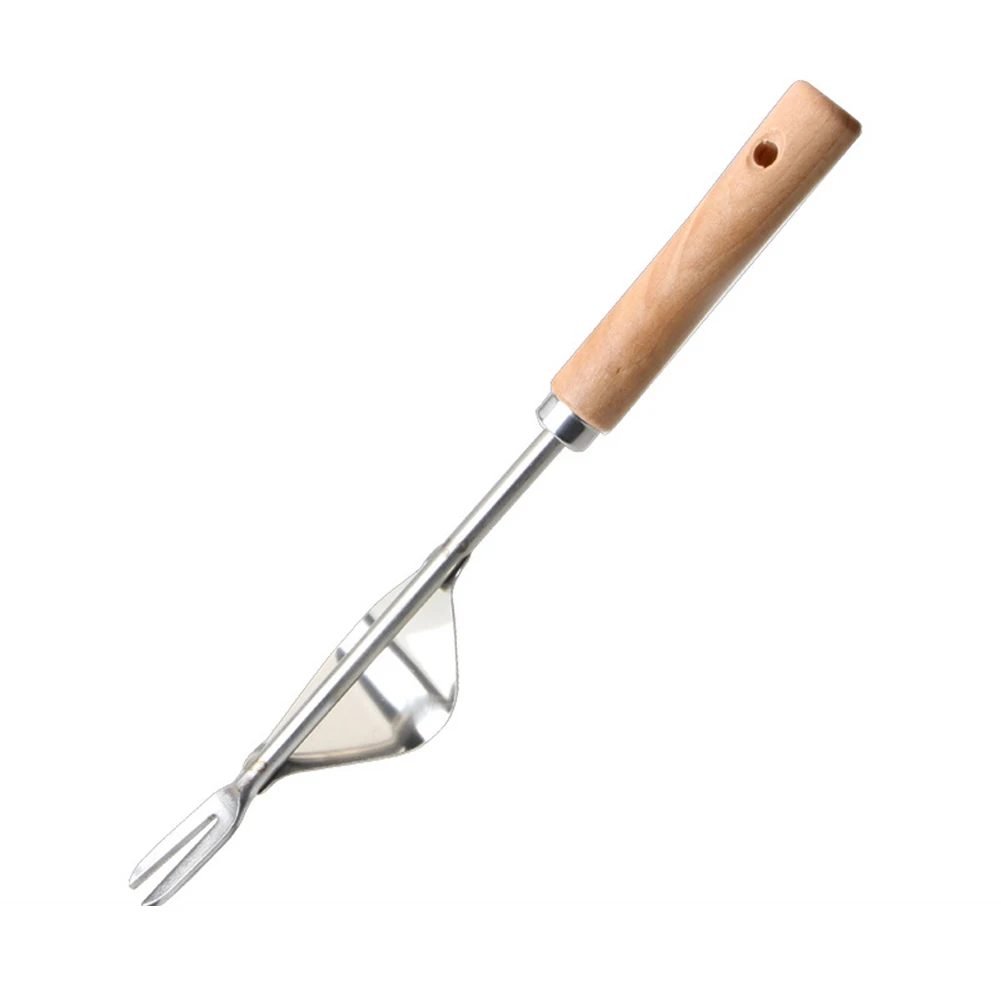 

High Quality Stainless Manual Weeder Puller Bend-Proof Gardening Tool Hand Weeder Puller Tool Wooden Handle