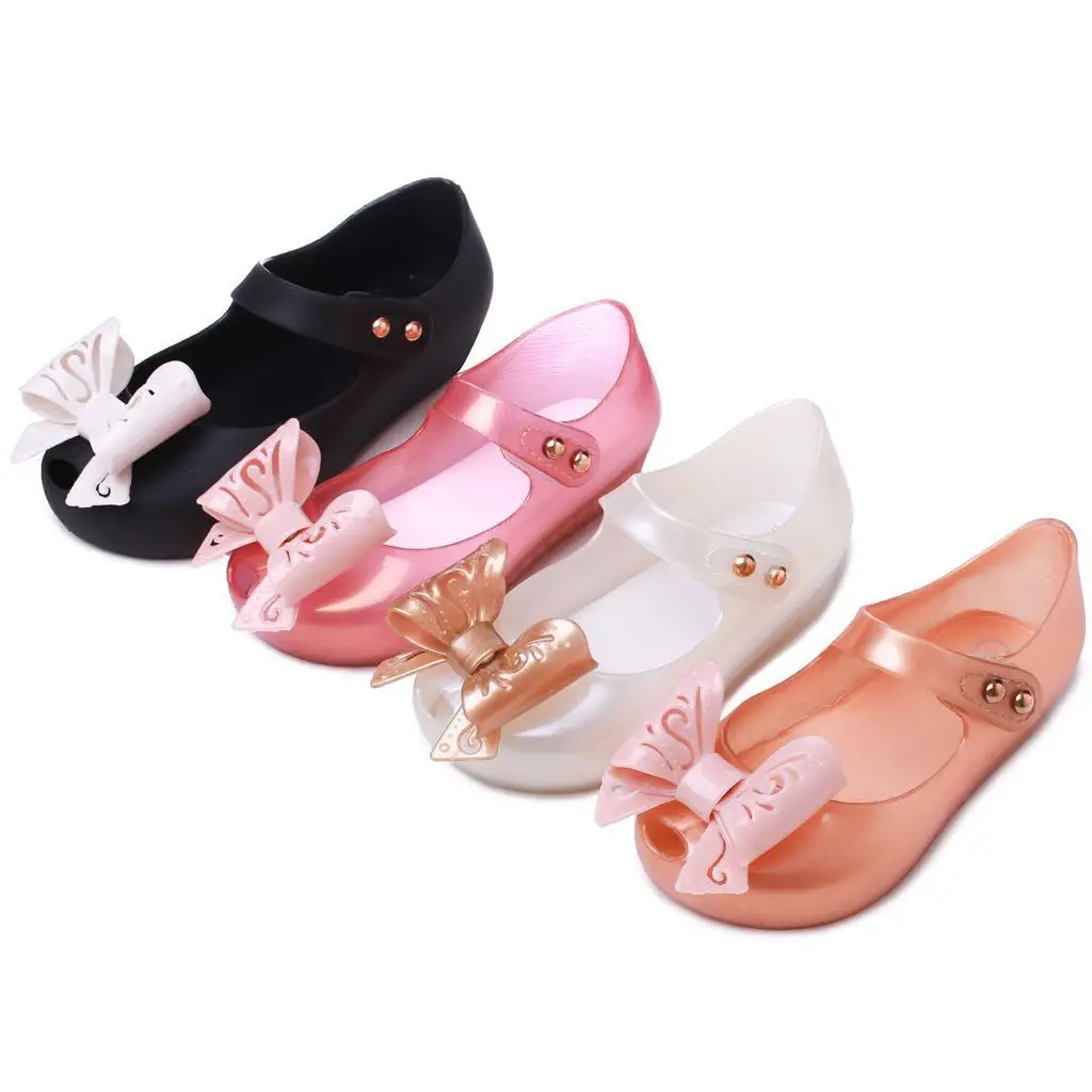 Детская обувь 2019 сандалии с открытым носком и бантом детская из ПВХ желеобразных