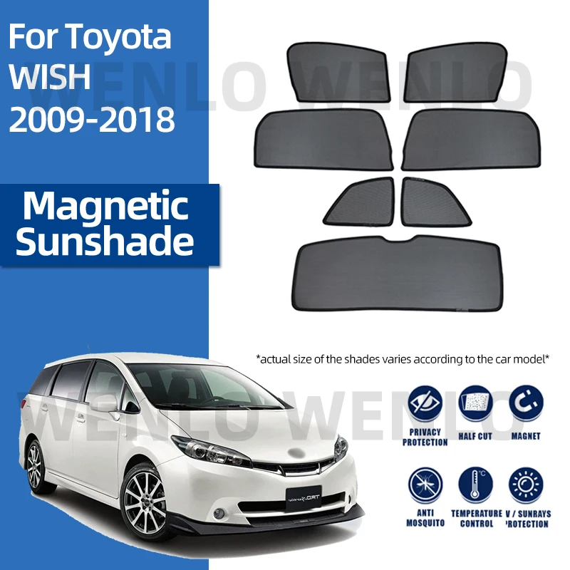 

Специальные шторы для Toyota WISH 2009-2018, зеркальные съемные солнцезащитные козырьки, затемняющие сетки, автомобильные задние боковые окна, нейло...