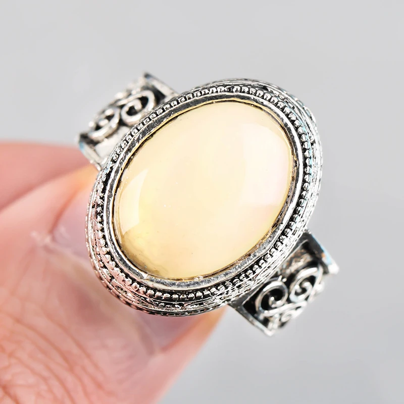 Богемное винтажное овальное кольцо с лунным камнем для женщин Ретро тибетский