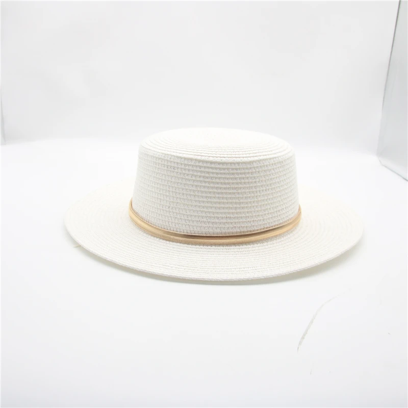 

sun hats men women khaki black coffee flat top 7.5cm brim summer hats chain band formal dress classic casual outdoor summer hats