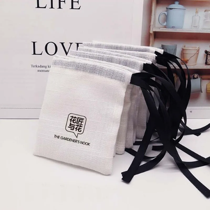 Cotton Linen Gift Ribbon Bag 8x10cm(3x4