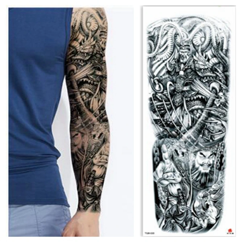 Большой рукав-тату Будда Властелин меча водостойкая наклейка цветок Шакьямуни