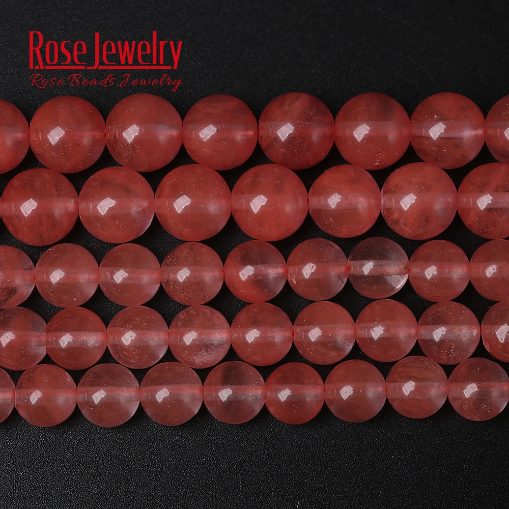Бусины из натурального камня арбуз красная вишня круглые бусины-разделители для