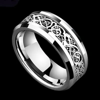 8mm men rings silver color dragon pattern classic finger ring stainless steel jewelry wedding for men bands