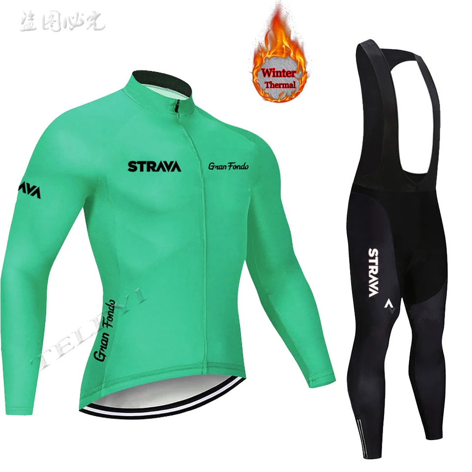 Зимняя термо флисовая велосипедная Джерси STRAVA Спортивная одежда для верховой езды mtb велосипед зимняя велосипедная одежда мужская Профессиональная командная майка - Цвет: 6