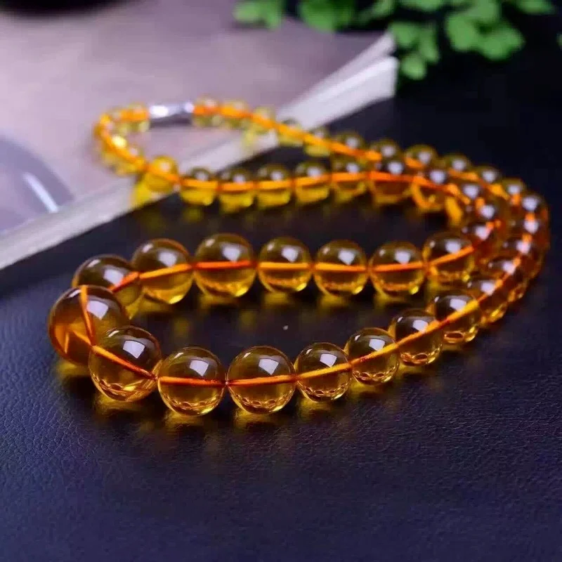 

Natural Amber Beeswax Water Purifying Golden Perta Chain Necklace Pendant Rough Men and Women Pendant