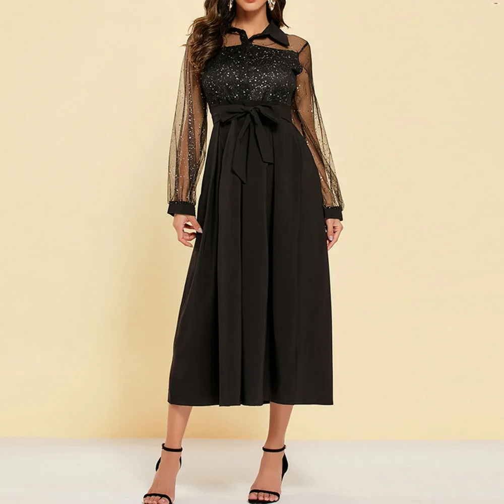 OL элегантное офисное платье женские черные кружевные прозрачные вечерние