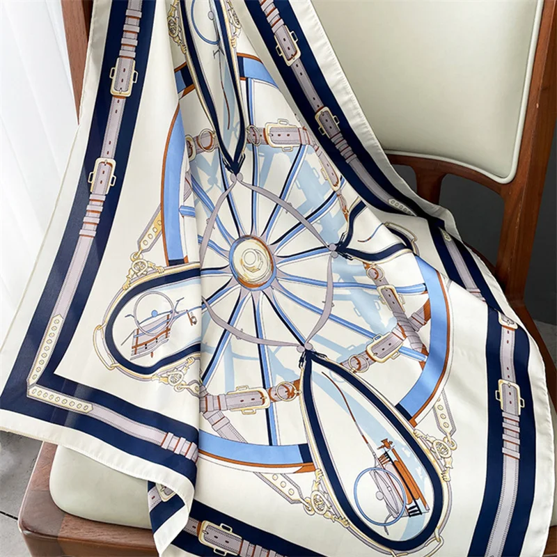 

New Fashion Sense Small Square Scarf female Chain Carriage Multifunctional Decorative Scarf Summer Sunscreen Scarf Headband Tyin