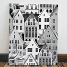 Картина Скандинавские домики красочная Картина на холсте, современный домашний декор комнаты