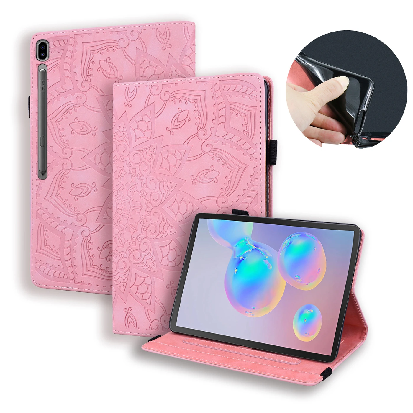 

Flip Faux Leather Tablet Case For Samsung Tab S6 10.5inch 2019 T860 T865 Case Flower Pattern Card Clip Stand Protective Case