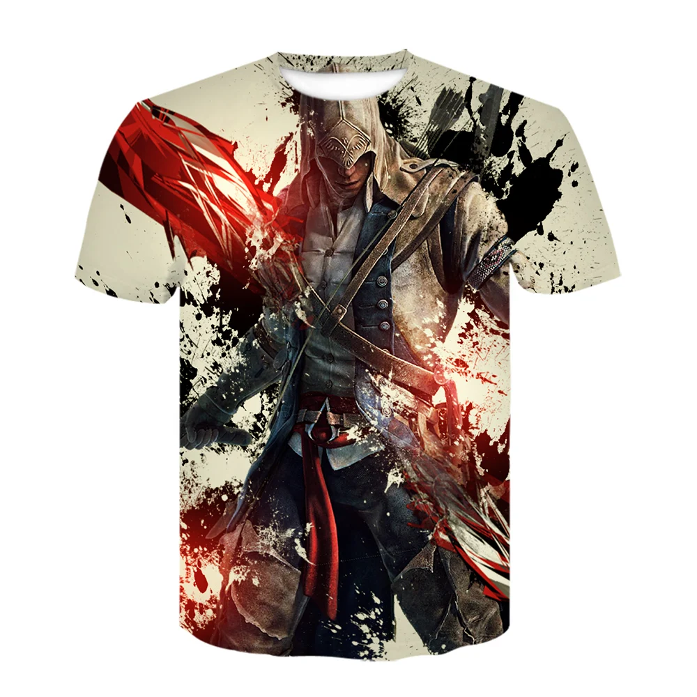 Странные Вещи Футболка Топ игры assassins creed 3D с принтом harajuku футболка белая рубашка