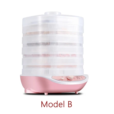 Model B CUKYI осушитель для пищевых продуктов, фруктов, овощей, травы, мяса, сушильная машина для домашних животных, закуски, сушилка для пищевых продуктов с 5 лотками, 220 В, ЕС, США - Цвет: Model B