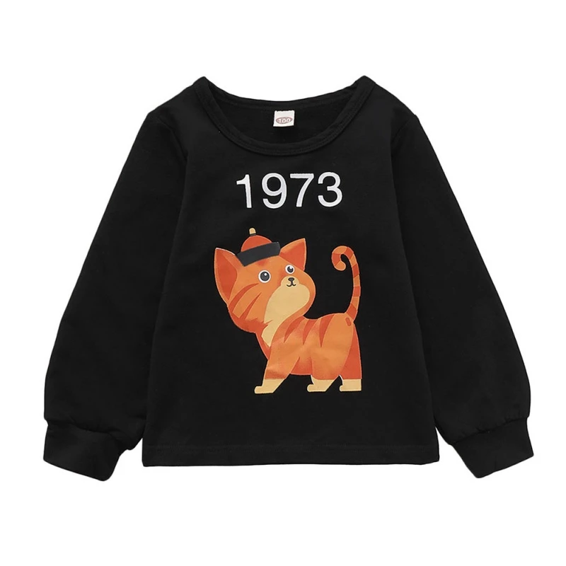 Осенняя Толстовка для маленьких девочек с мультяшным котом детское мягкое