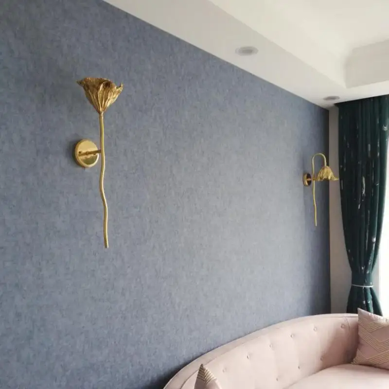 Античный светильник в виде листьев лотоса для крыльца комнатный декор латунный