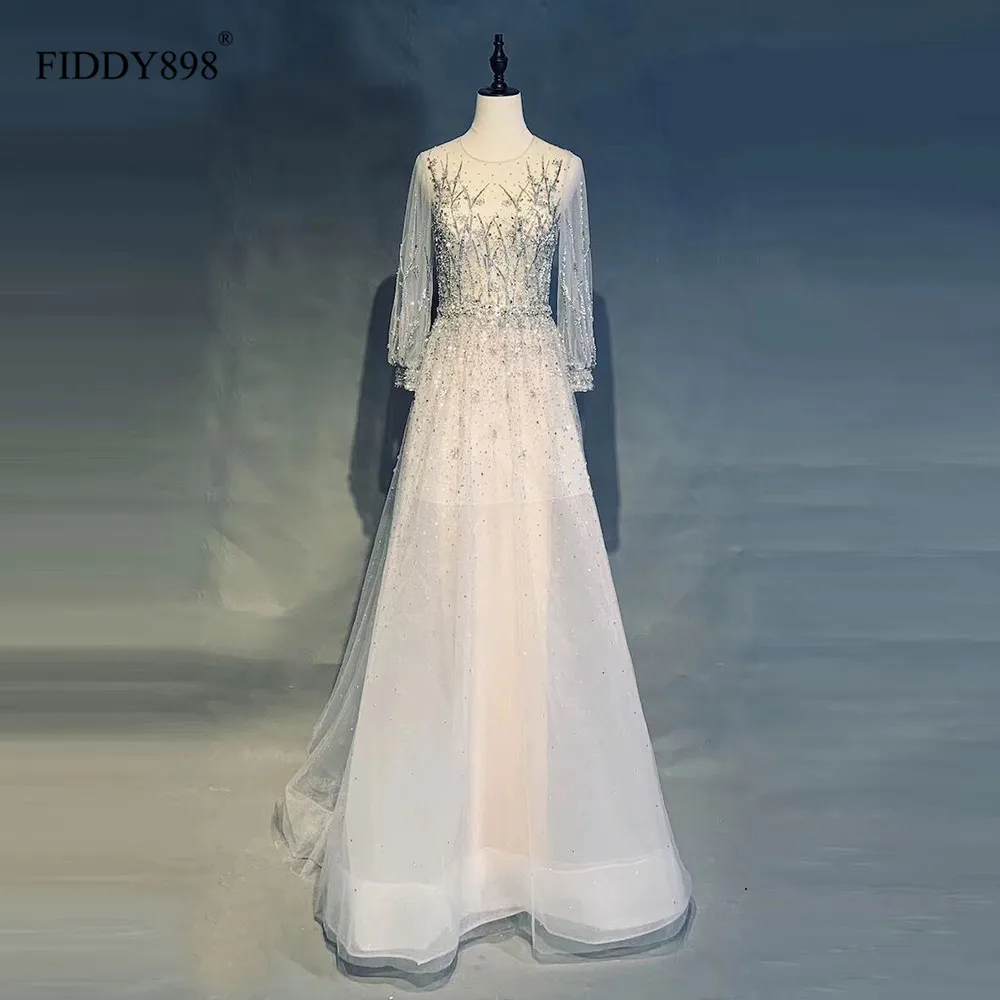 Роскошное вечернее платье 2020 с длинным рукавом официальное Дубая платья для