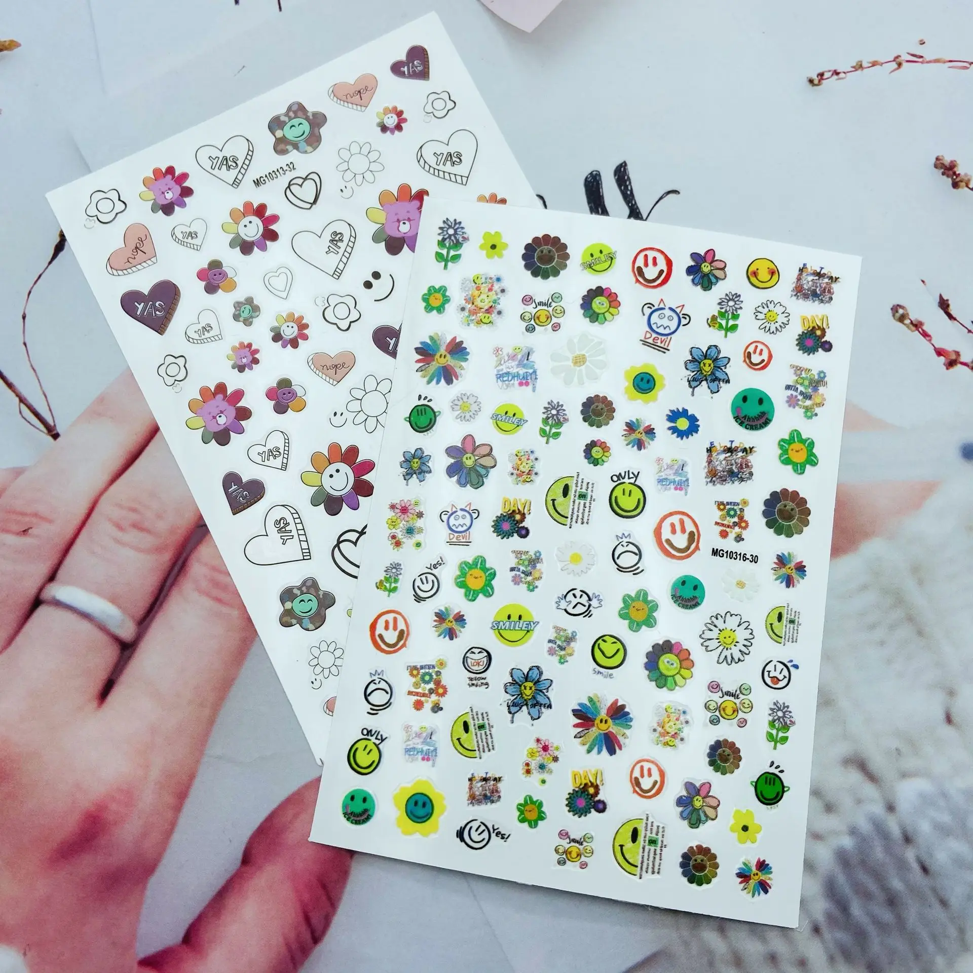 Новый дизайн Лидер продаж модные 3d наклейки для ногтей сделай сам Подсолнухи без