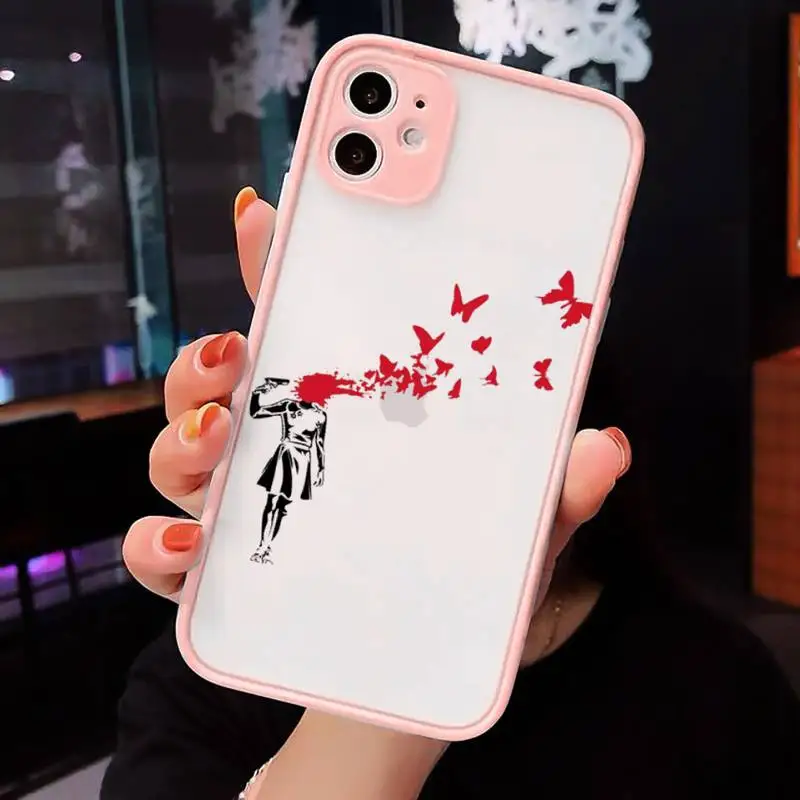 

Cute creative design pattern Phone Case Pink matte transparent For iPhone 7 8 x xs xr 11 12 pro plus max mini Clear Funda