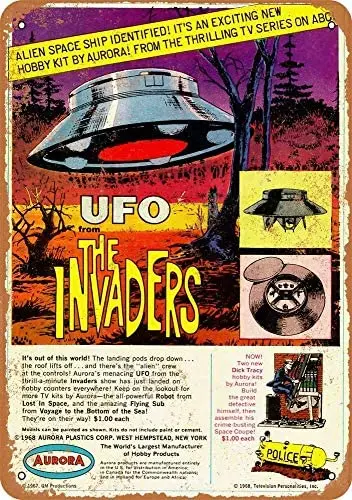 

1968 The Invaders UFO Model Kit Vintage Metal Sign