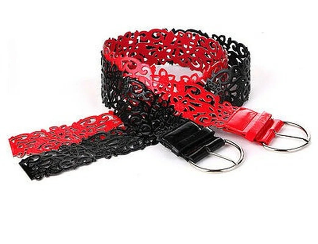 

Women Hollow Out Belts Faux Leather Wide Buckle Waist Belt Cinch Dress Waistband