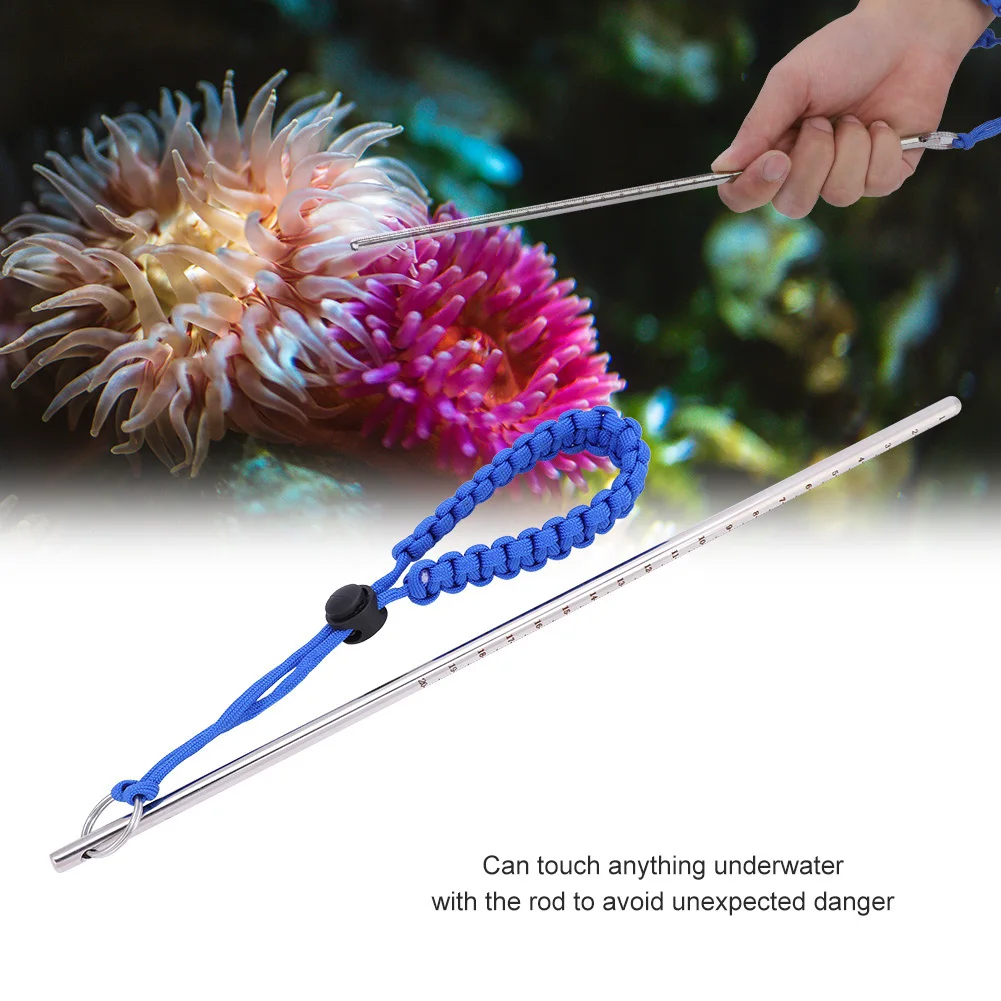 

Free Shipping Scuba Colorful Diving Aluminium Alloy Lobster Stick Pointer Rod With Rubber Lanyard Strap Underwater